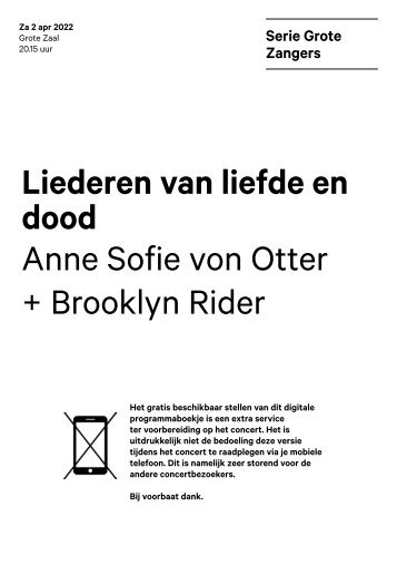 2022 04 02 Liederen van liefde en dood - Anne Sofie von Otter + Brooklyn Rider