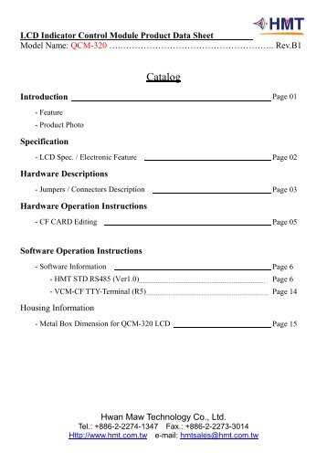 LCD Indicator Control Module Product Data Sheet - Hwan Maw ...