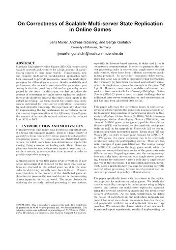 On Correctness of Scalable Multi-server State Replication in Online ...