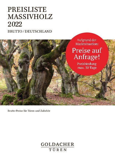 Preisliste Massivholz 2022