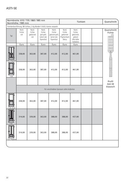 Preisliste Massivholz 2022