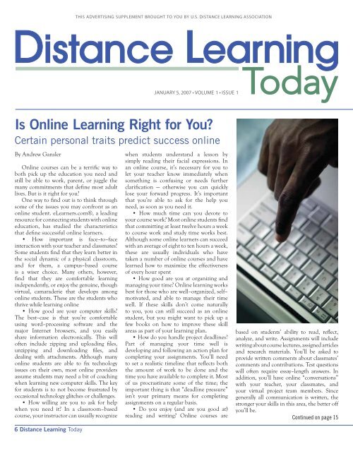 Is Online Learning Right for You? - United States Distance Learning ...