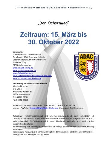 Ochsenweg II  Online-Rätsel 2022 des MSC Kaltenkirchen