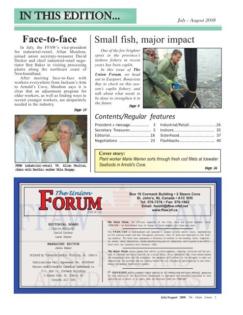 The Union Forum - July-Aug 2008 - Fishermen, Food and Allied Workers