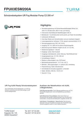 UR Fog Modular Pump C2 200 Datenblatt