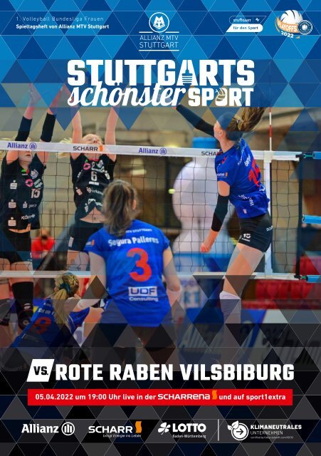 Spieltagsheft Allianz MTV Stuttgart vs. Rote Raben Vilsbiburg, Play-Off Viertelfinale, Spiel 1, 5.4.2022