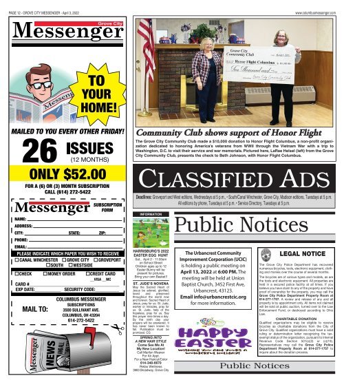 Grove City Messenger - April 3rd, 2022