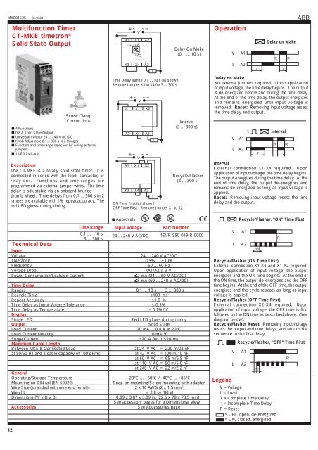 Multifunction Timer CT-MKE timetron® Solid State Output Operation