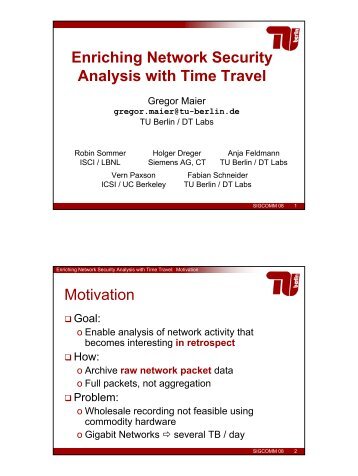 Enriching Network Security Analysis with Time Travel Motivation