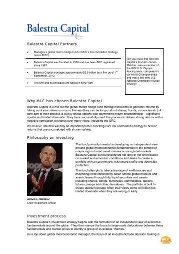 Balestra Capital Partners Why MLC has chosen Balestra Capital ...