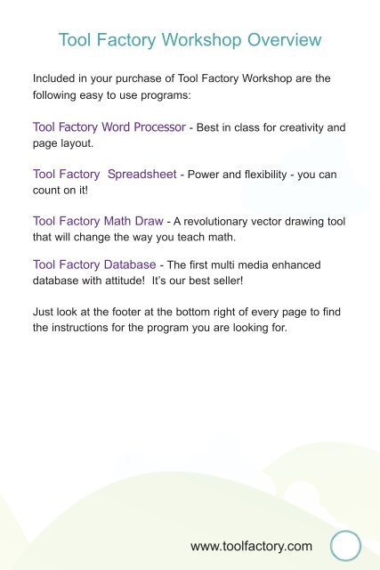 Tool Factory Workshop Guide