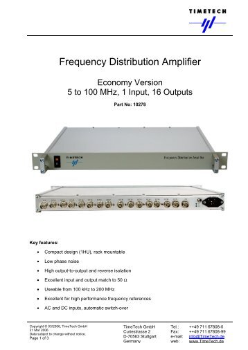 Frequency Distribution Amplifier - TimeTech GmbH