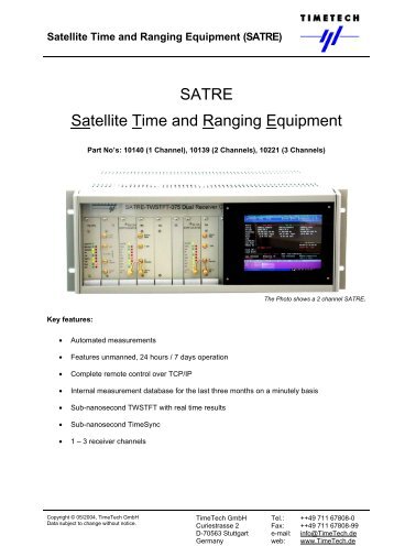 SATRE Satellite Time and Ranging Equipment - TimeTech GmbH