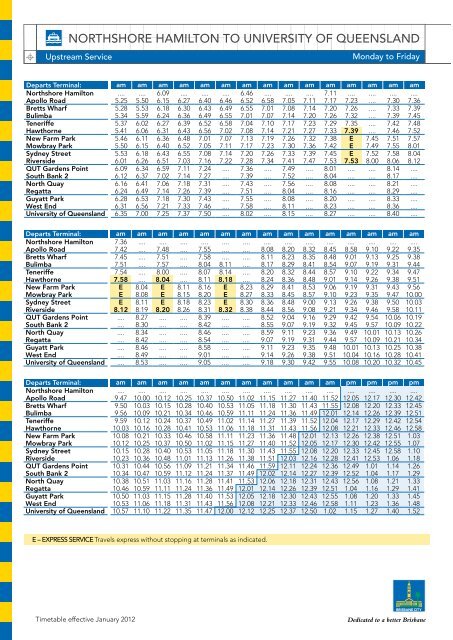 CityCat timetable - TransLink