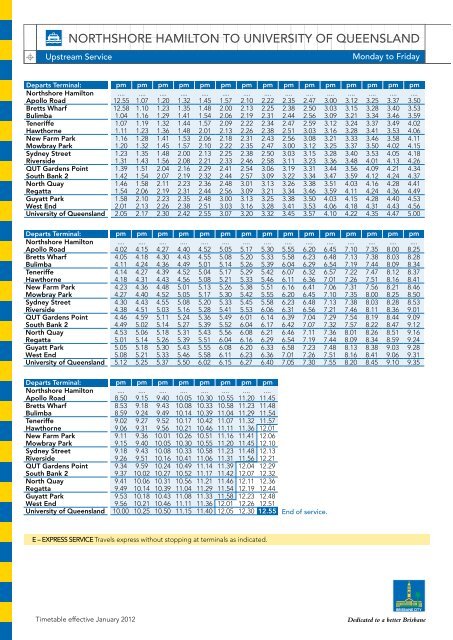 CityCat timetable - TransLink