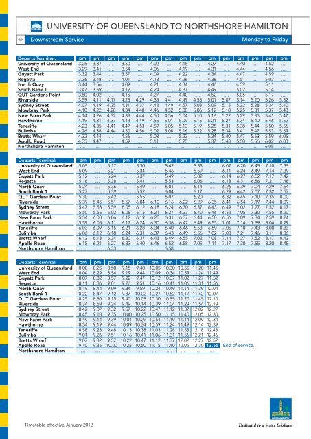 CityCat timetable - TransLink