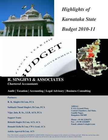 Highlights of Karnataka State Budget 2010-11 - CHARTERED ...