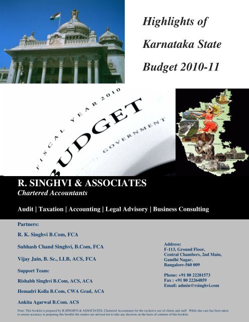 Highlights of Karnataka State Budget 2010-11 - CHARTERED ...