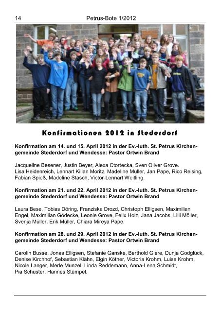 Karwoche in der St. Petrus Kirchengemeinde - Stederdorf/Wendesse