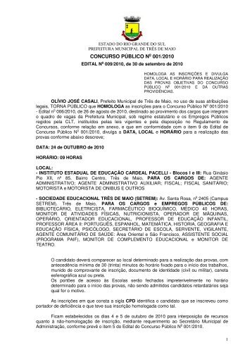 CONCURSO PÚBLICO No 001/2010 - Sellector