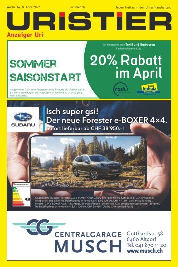 14.2022 Uristier – Der Urner Gratisanzeiger