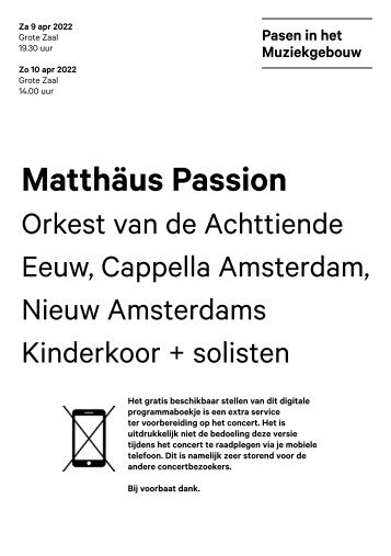 2022 04 09 Matthäus Passion - Orkest van de Achttiende Eeuw, Cappella Amsterdam