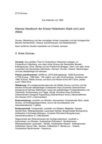 Kleines Handbuch der Kreise Hildesheim Stadt und Land Alfeld, II ...