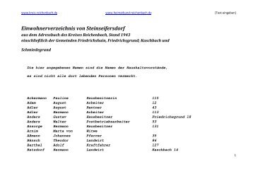 Einwohnerverzeichnis von Steinseifersdorf