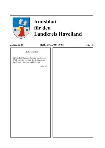 Amtsblatt für den Landkreis Havelland Jg. 15, Heft 11