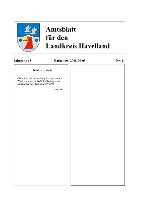 Amtsblatt für den Landkreis Havelland Jg. 15, Heft 11