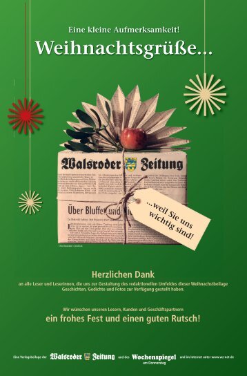 Eine kleine Aufmerksamkeit! Weihnachtsgrüße... - Walsroder Zeitung