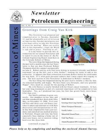 2001 Alumni Newsletter - petroleum engineering colorado school of ...