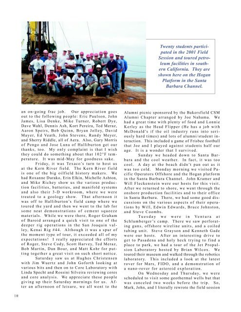 2001 Alumni Newsletter - petroleum engineering colorado school of ...