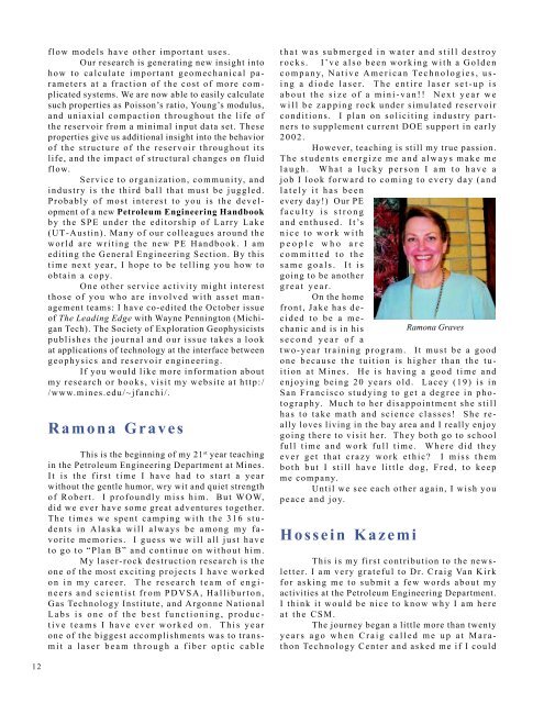 2001 Alumni Newsletter - petroleum engineering colorado school of ...