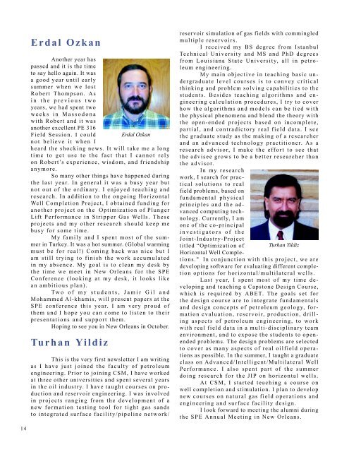 2001 Alumni Newsletter - petroleum engineering colorado school of ...