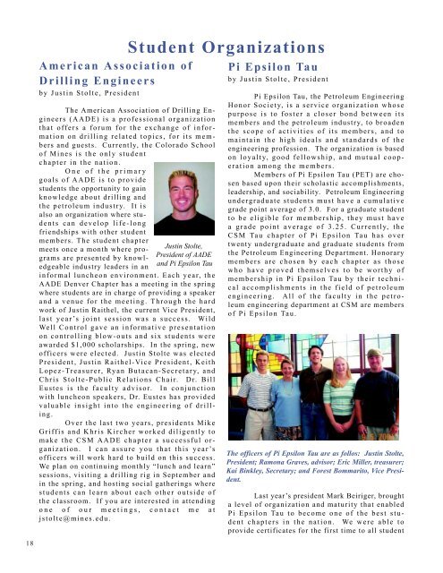 2001 Alumni Newsletter - petroleum engineering colorado school of ...