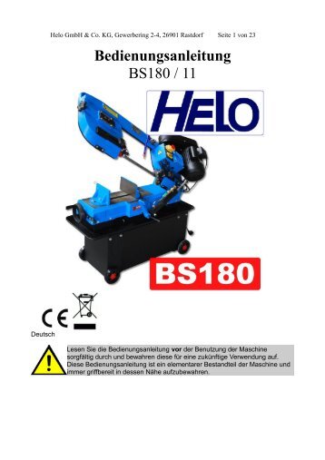 Bedienungsanleitung BS180 / 11 - helo-werbetechnik