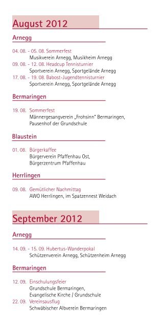 Veranstaltungskalender 2012 - Blaustein