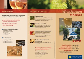 WeinErleben Kulinarisches Packages & Kontakt - Apetlon