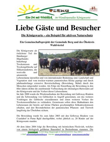 Liebe Gäste und Besucher Die Königswarte – ein Beispiel für ...