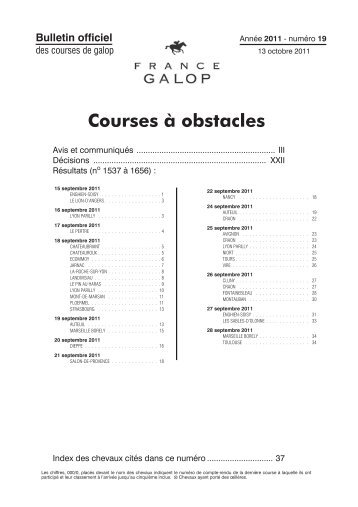 Courses à obstacles - France Galop