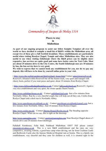 Commandery of Jacques de Molay 1314 - Scottish Knights Templar