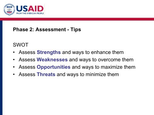 Phase 2: Assessment - (PDF, 101 mb) - USAID