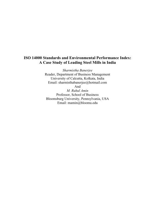 ISO 14000 Standards and Environmental Performance Index: A ...