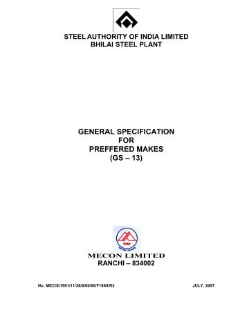 general specification for preffered makes (gs – 13) - Engineering ...
