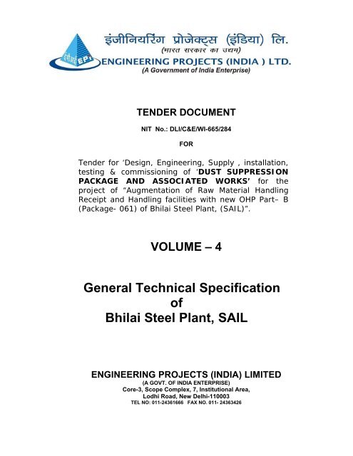 4 General Technical Specification of Bhilai Steel Plant, SAIL