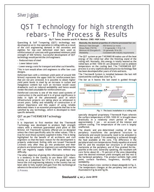 QST Technology for high strength rebars - Steelworld