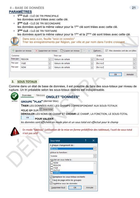 Support de cours Excel 2019 tableaux croisés base de données...