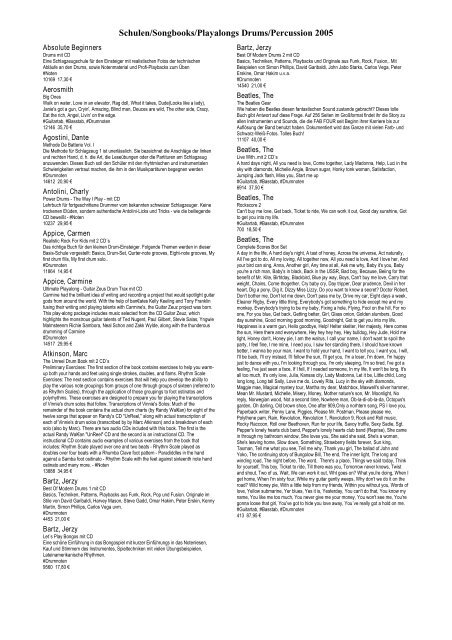 Schulen Songbooks Playalongs Drums Percussion Chords Online