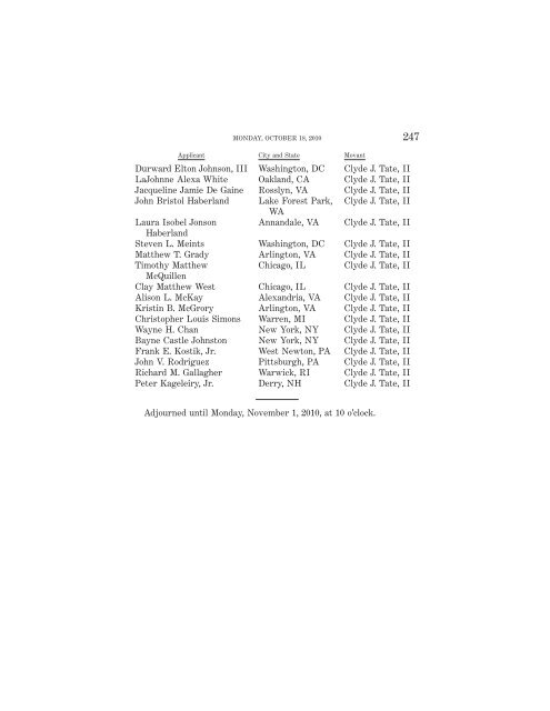 Journal October Term 2010 - Supreme Court of the United States